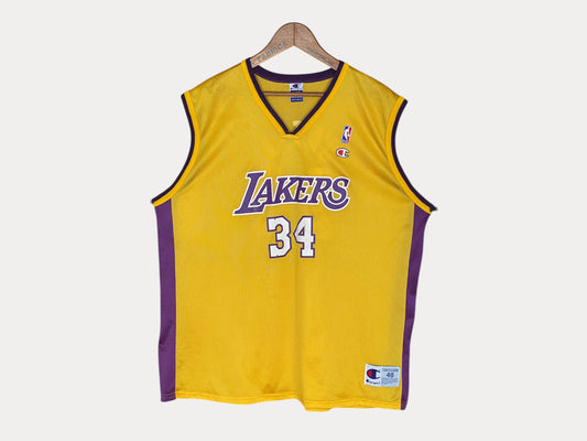 Talla 48. # 34 Camiseta vintage de campeón de la NBA de Shaquille O'Neal de Los Ángeles Lakers