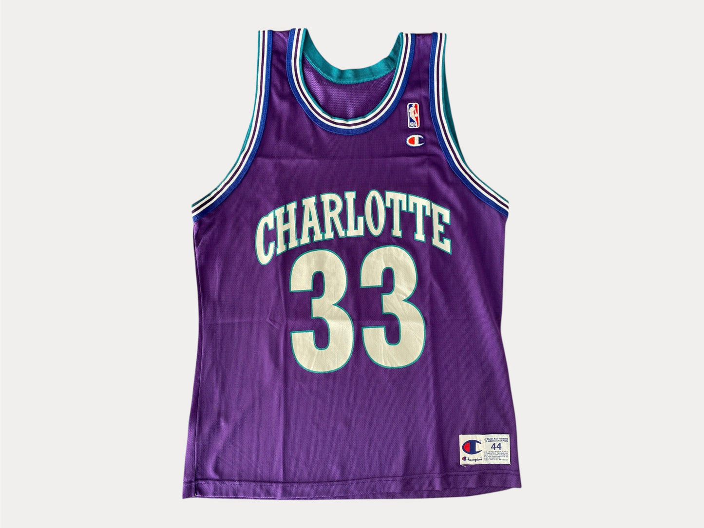 Size 44 Vintage 90s Champion A. Mourning #33 Charlotte Hornets NBA Jersey Made In USA