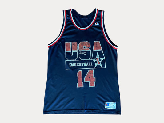 Camiseta vintage desgastada de la NBA del equipo estadounidense campeón de los años 90 - Talla 48, jugador de luto n.° 14