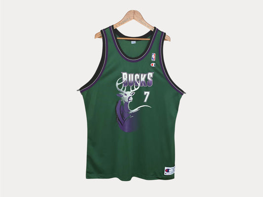 Camiseta vintage de los Bucks NBA #7 Brandon Champion - Talla 52 | Recuerdos clásicos de baloncesto