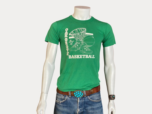 Basket Ball Vintage 80s t shirt 50/50 Made In USA by Russell. Size S