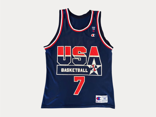 Talla 40. Camiseta Kemp Vintage Champion de los años 90, número 7, USA Dream Team. Fabricada en EE. UU.
