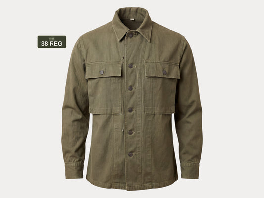 Authentic WWII US Army HBT Shirt – M1942 P-43 Model – Size 38 Reg (Med/Large)