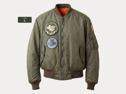 Large . Patched MA1 jacket, flying intermediate type MA-1 Made in USA-AJ357 Studio
