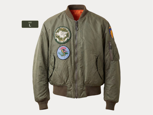 Large . Patched  MA1 jacket, flying intermediate  type MA-1 Made in USA