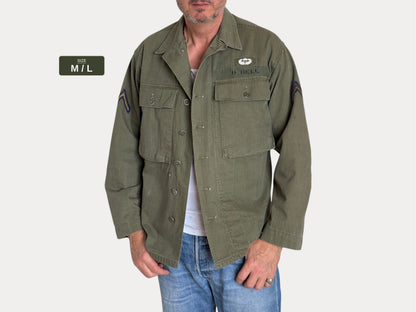 Med/L .Vintage WW2 US Army 2nd Pattern HBT 13 Stars Button Combat Shirt/Jacket
