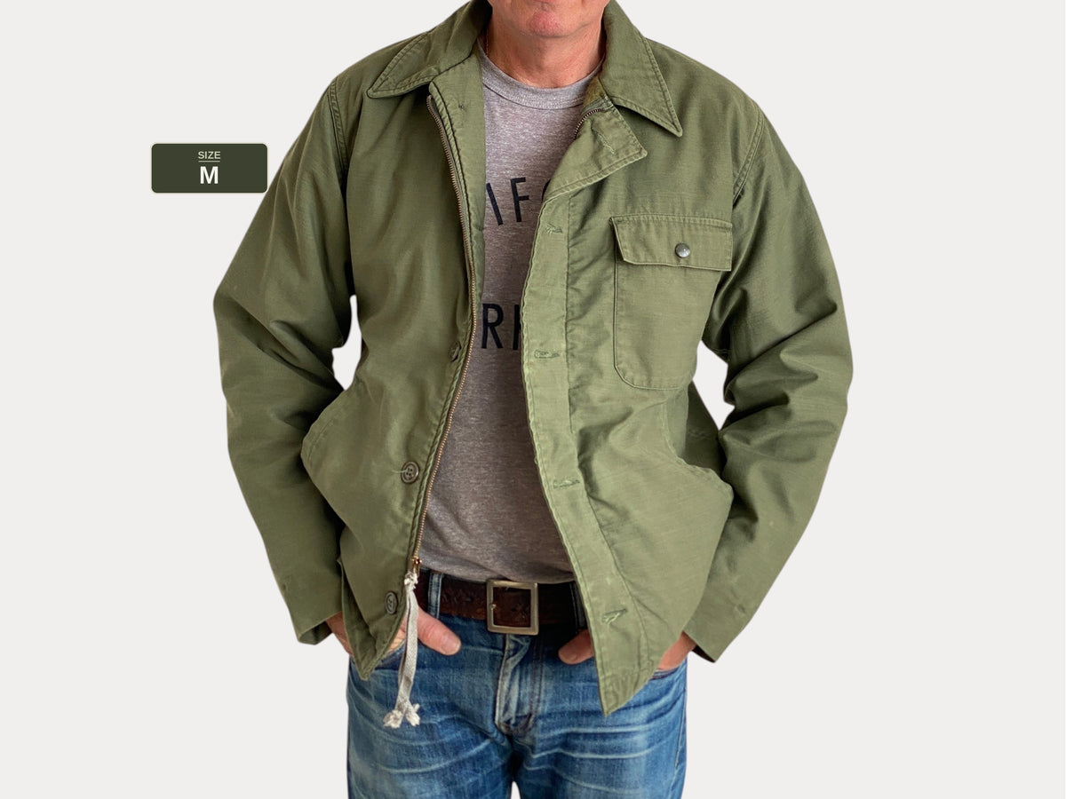 US Navy A-2 Deck Jacket —  Authentic Military Outerwear. Size Medium