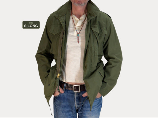 Small Long. Authentic 1972 US Army M-65 Field Jacket – Vintage Military Issue.  Made by John Ownbey