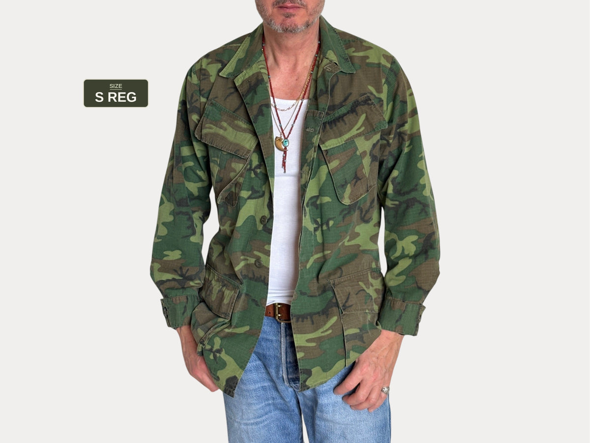 Small Reg. Authentic Third Pattern 1968 ERDL Camouflage Jungle Jacket | Vietnam War Era