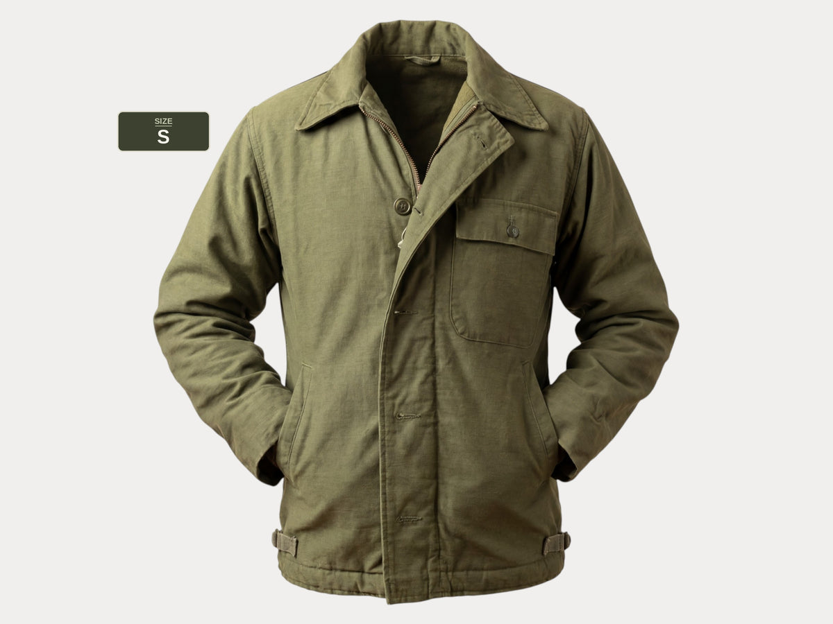 US Navy A-2 Deck Jacket — 1985 Issue, Authentic Military Outerwear- Size Small-AJ357 Studio