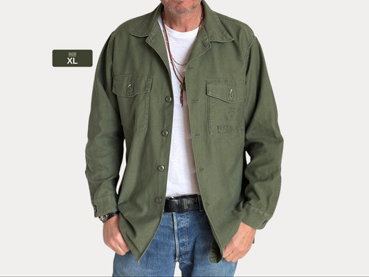 XL, Authentic 1966 US Army OG-107 Fatigue Shirt – Vietnam War Era