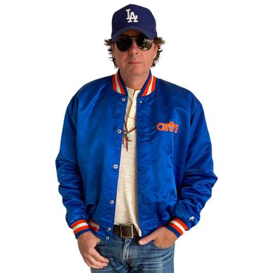 Vintage 1980s Cleveland Cavaliers Starter satin jacket with retro logo and bold team colors, size XL