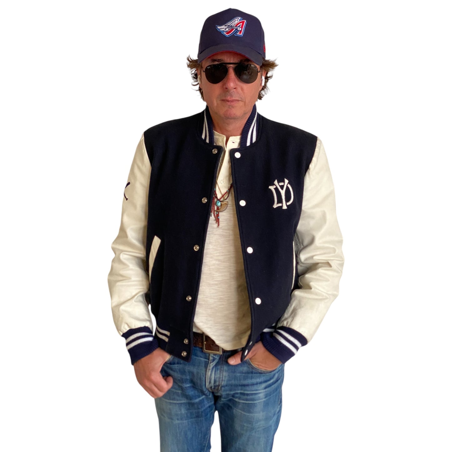 vintage varsity jacket made in canada size medium black wool white leather aj357 studio