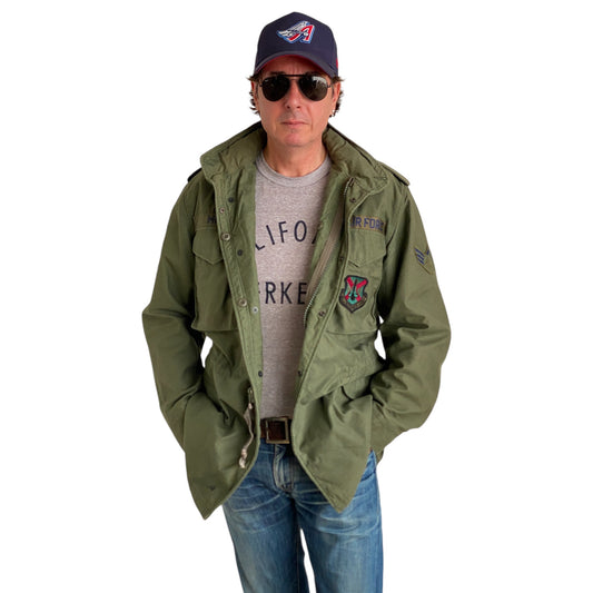 Authentic 1987 US Army M-65 field jacket, classic military vintage coat in size Medium Long