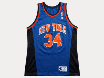 Champion New York Knicks Charles Oakley #34 Jersey Size 48 Blue Black Orange 90s NBA USA