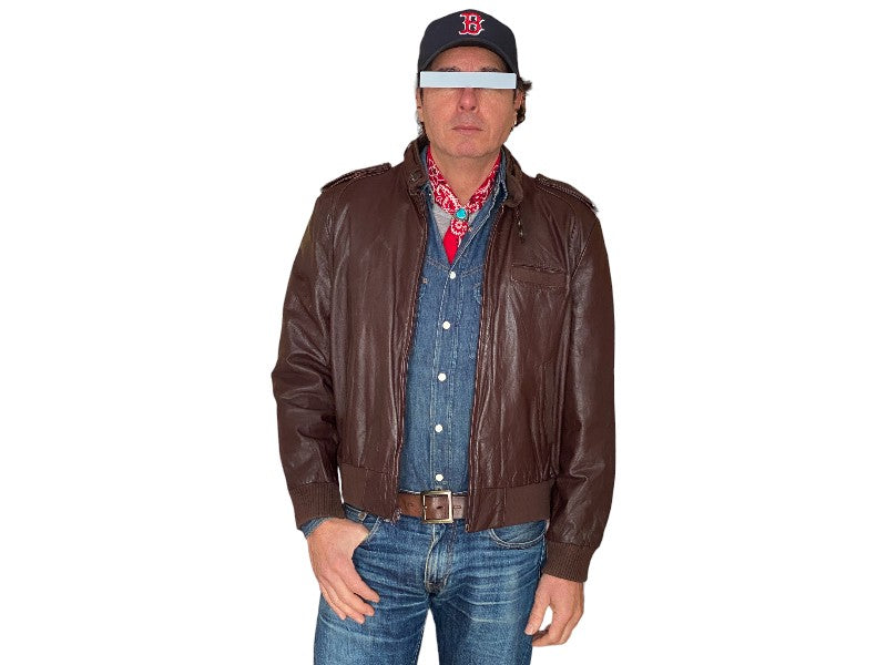 Vintage 80s Campus Leather Jacket Made USA Classic Biker Style Size 42US 52EU Mens