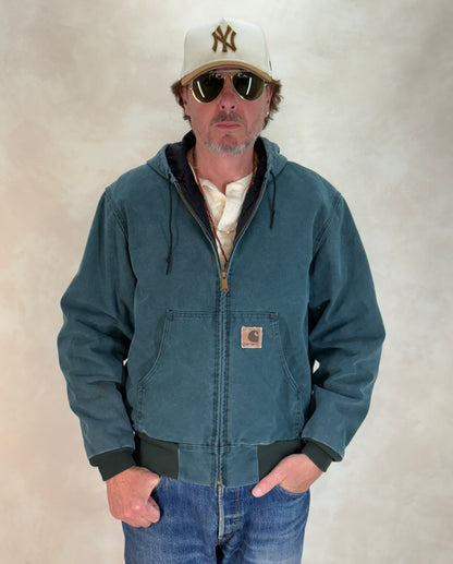 Size Med. 90s Green Vintage hooded Carhartt jacket Made in USA-AJ357 Studio