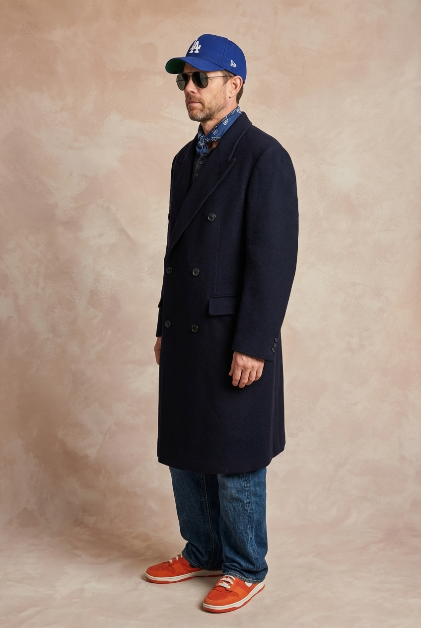 Size 52 EU  Vintage dark blue Burberrys Cashmere Overcoat – Double Breasted Classic.