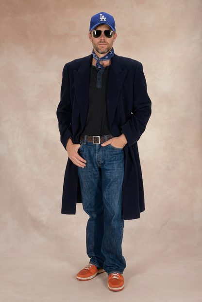 Size 52 EU Vintage dark blue Burberrys Cashmere Overcoat – Double Breasted Classic.-AJ357 Studio