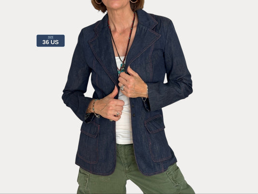 Size 36US .Vintage 1970s Patty Woodard Denim Blazer — Made in California