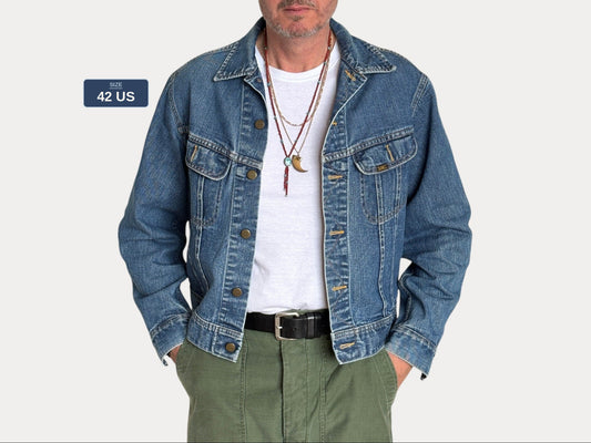 Vintage 80s Lee  Denim Jacket | 2 Pockets | Made in Canada | Size 40US / 50EU