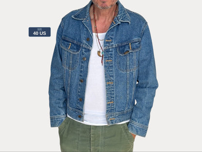 Size 40US / 50EU Vintage 80s Lee Denim Jacket – 2 Pockets – Made in Canada-AJ357 Studio