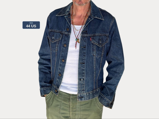 Size 44US / 54EU. Vintage Early 70s 2 pocket Levi’s Denim Jacket 70505 – Single Stitch, Made in USA