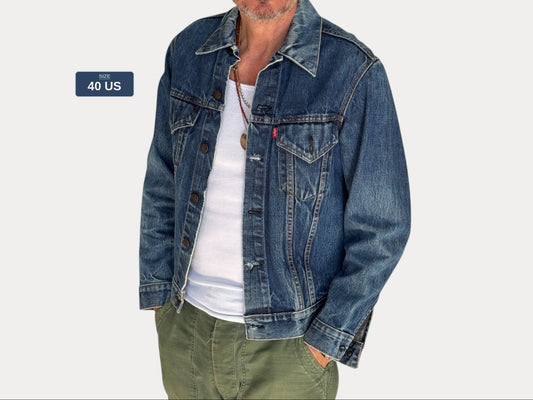 Size 40US / 50EU. Vintage Early 70s 2 pocket Levi’s Denim Jacket 70505 – Single Stitch, Made in USA