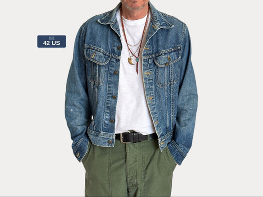 Vintage 80s Lee Denim Jacket 2 Pockets Made in Canada | Size 42US / 52EU