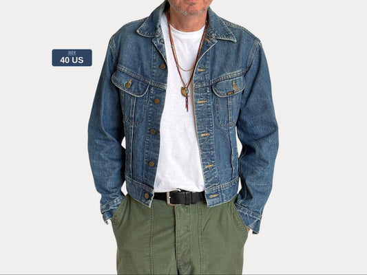Vintage 80s Lee  Denim Jacket | 2 Pockets | Made in Canada | Size 40US / 50EU