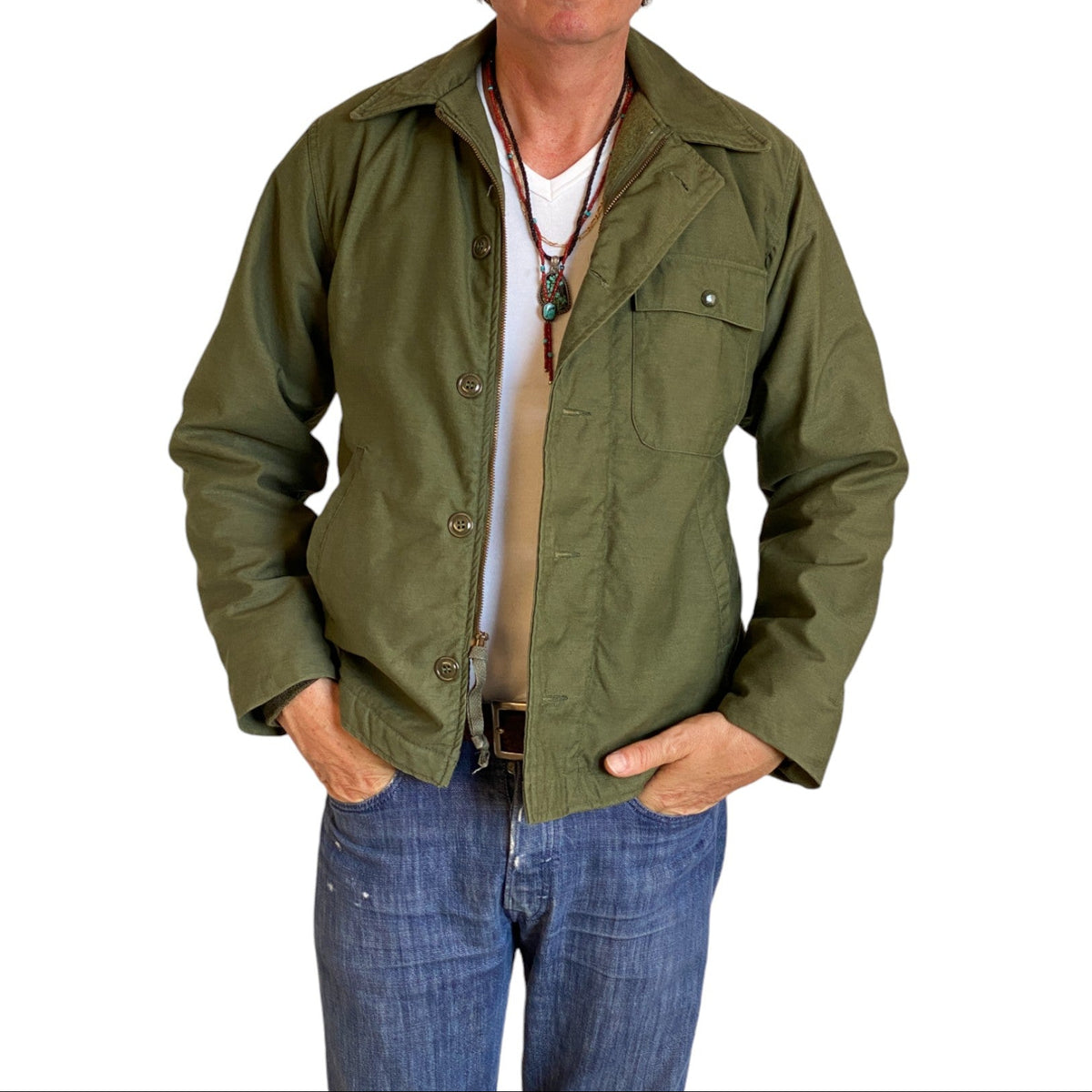 US Navy A-2 Deck Jacket — 1985 Issue, Authentic Military Outerwear- Size Small-AJ357 Studio