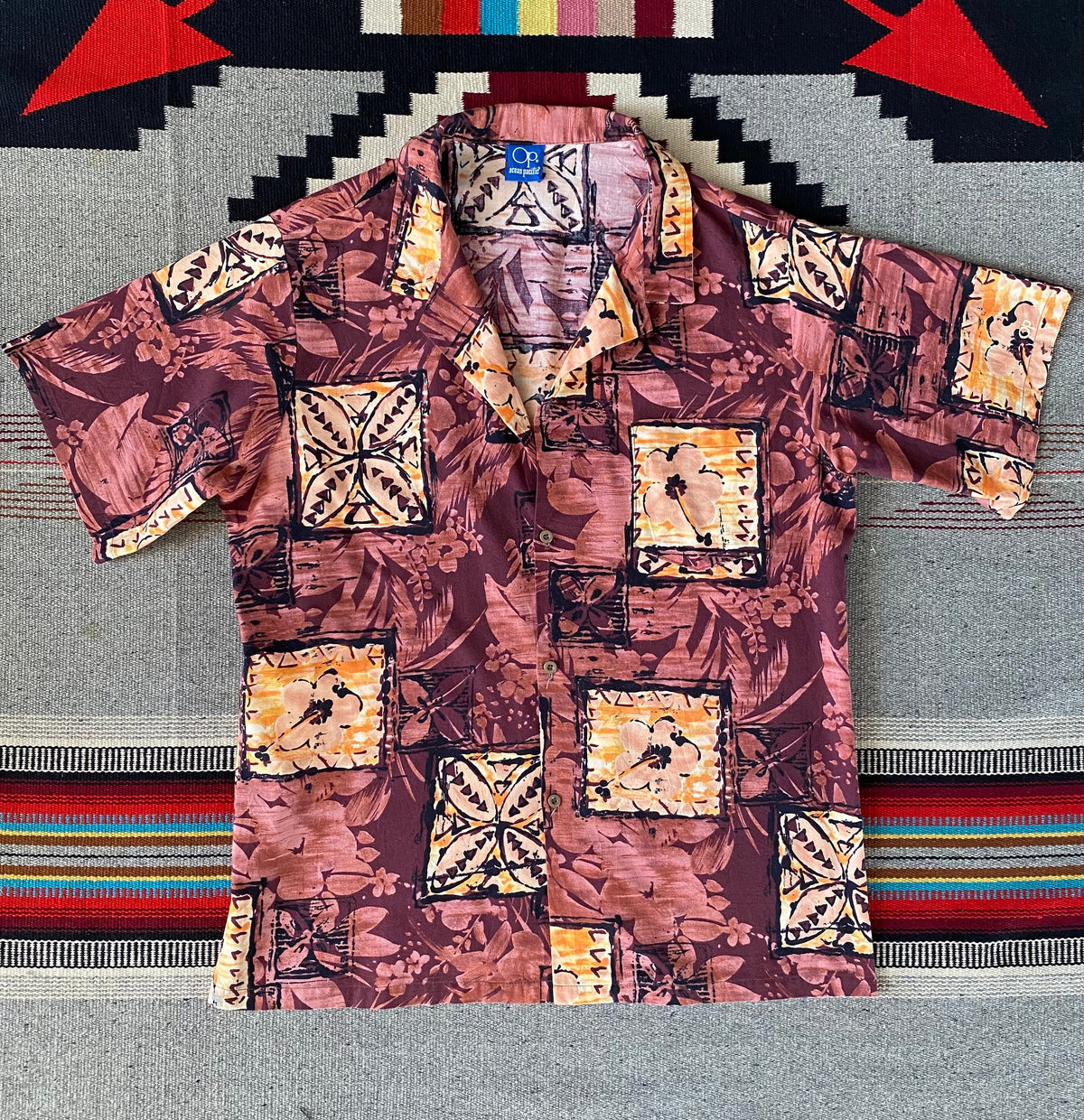 Size M. Vintage 80s Hawaiian cotton shirt made by Ocean Pacific-AJ357 Studio