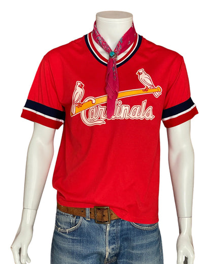 Cardinals Baseball 80s Vintage Poly-cotton T-shirt Size M Made in USA by Russell Athletic-AJ357 Studio
