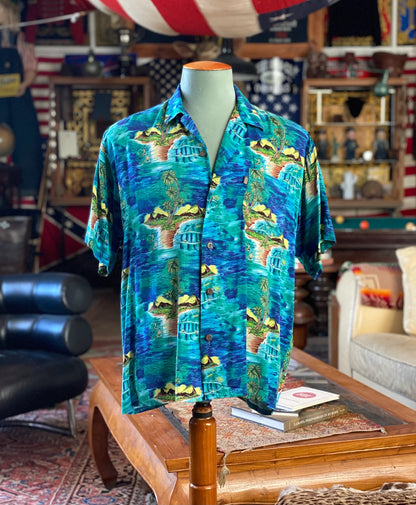 Vintage 90s Hawaiian Rayon Shirt by Ocean Current | Size Medium-AJ357 Studio