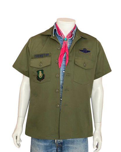Size M. Original vintage military 80s utility shirt OG 507 Poly/cotton-AJ357 Studio