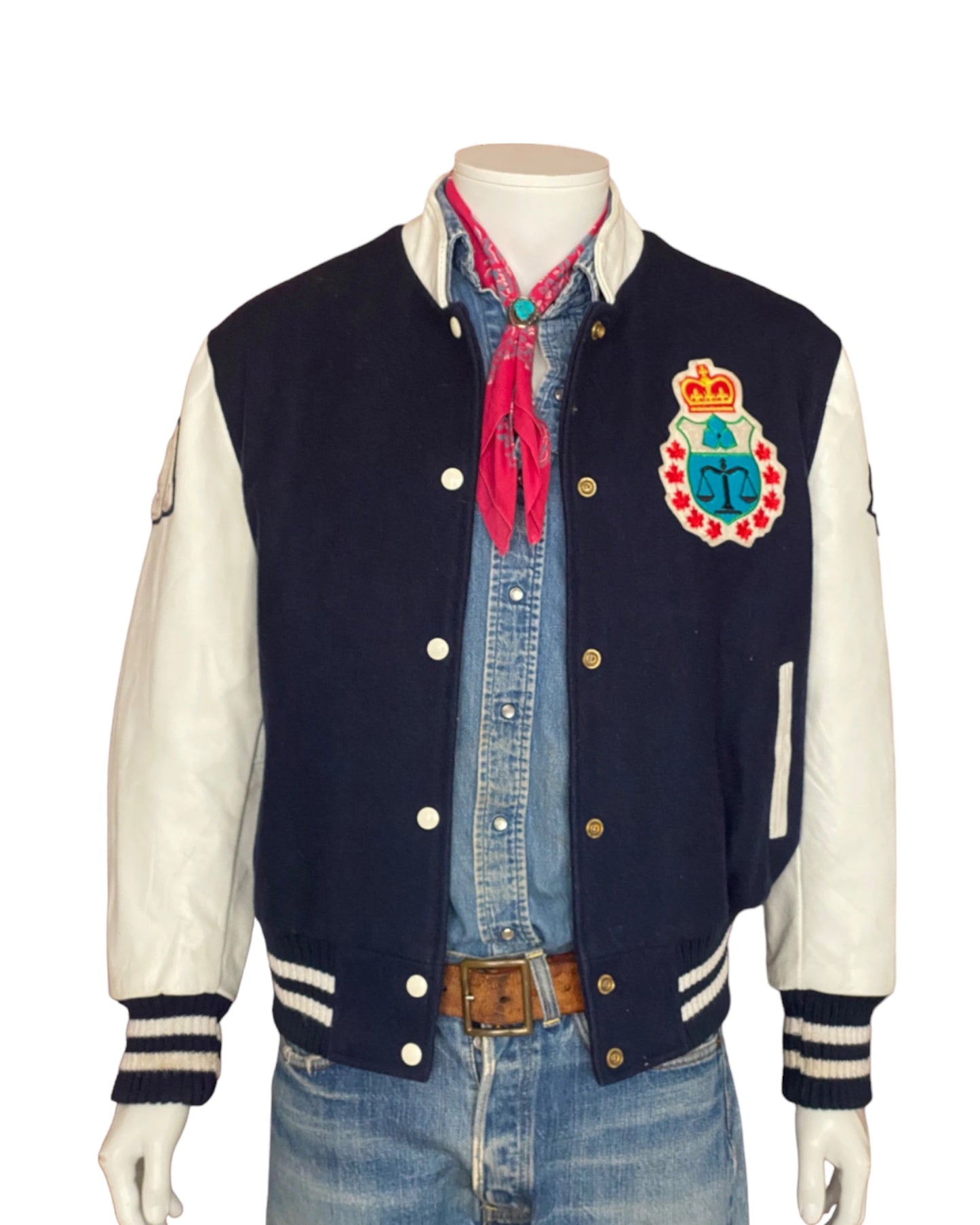 Size Med. Women Vintage 90s hockey Jacket made by Avon Sportswear Made in Canada