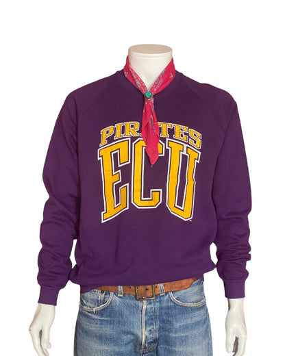Size XL. Made In USA Vintage 80s Pirates ECU sweatshirt made by Jerzees-AJ357 Studio