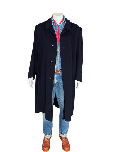 Vintage Dark Blue Wool Loden Coat - Size 52 EU | Made in Austria-AJ357 Studio