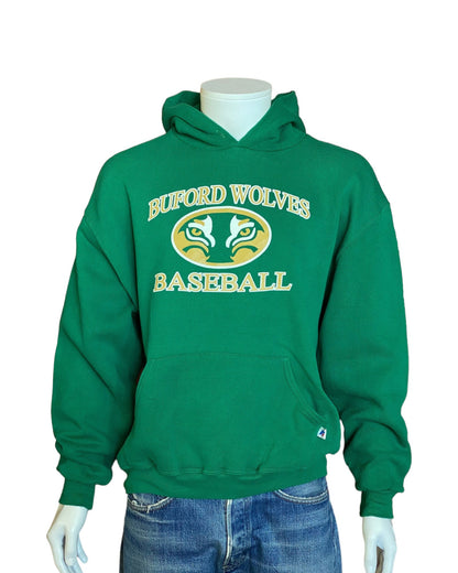 Size L. vintage 90s hooded sweatshirt made by Russell Athletic-AJ357 Studio