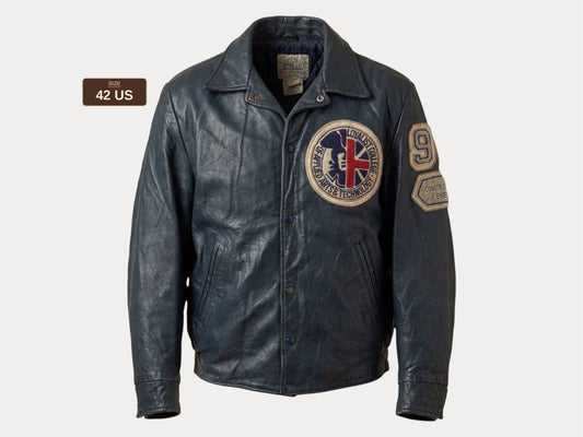 Size 42US / 52EU  Vintage 1990 Loyalist College Varsity Leather Jacket — Construction Engineering Program — Made in Canada
