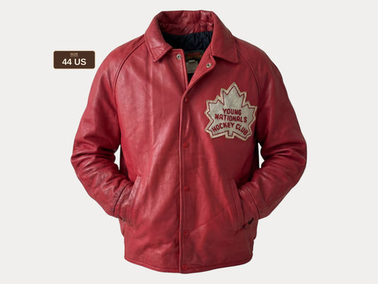 Size 44US / 54EU Vintage Leather Hockey Jacket Men’s Size 44 – Soft Canadian Leather – Made in Canada