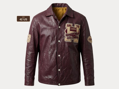 Size 42US / 52EU Vintage 1973 Humberside Collegiate Varsity Leather Jacket — Canadian High School Football — City Champs — Made in Canada-AJ357 Studio