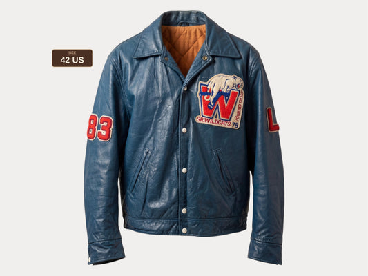 Size 42US / 52EU Vintage 1978 SR Wildcats Leather Varsity Jacket — Canadian High School Football  — SSIAA Champions — Made in Canada