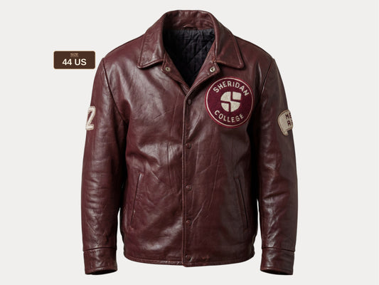 Size 44US / 54EU  Vintage Varsity Leather Jacket – Canadian Made – College Style