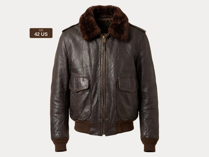 Size 42 Vintage Aviator Flight Jacket – Classic Leather Bomber -Talon zipper-AJ357 Studio