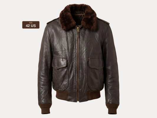 Size 42 Vintage Aviator Flight Jacket – Classic Leather Bomber -Talon zipper-
