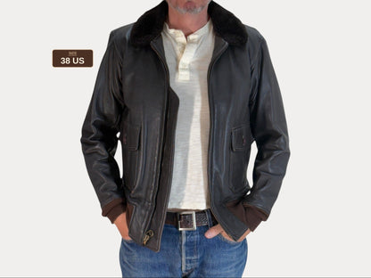 Size 38US / 48EU. 2001 Vintage Cooper G-1 Flight Jacket Made in USA - Leather Bomber-AJ357 Studio