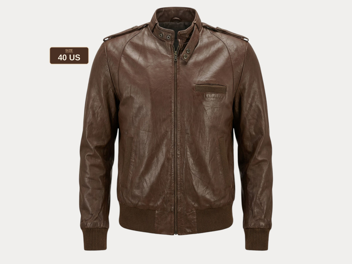 Size 40US / 50EU Vintage 80s Leather Jacket - Retro Fashion