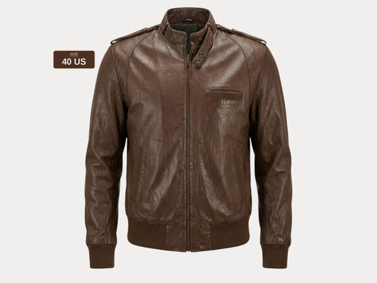 Size 40US / 50EU Vintage 80s Leather Jacket - Retro Fashion