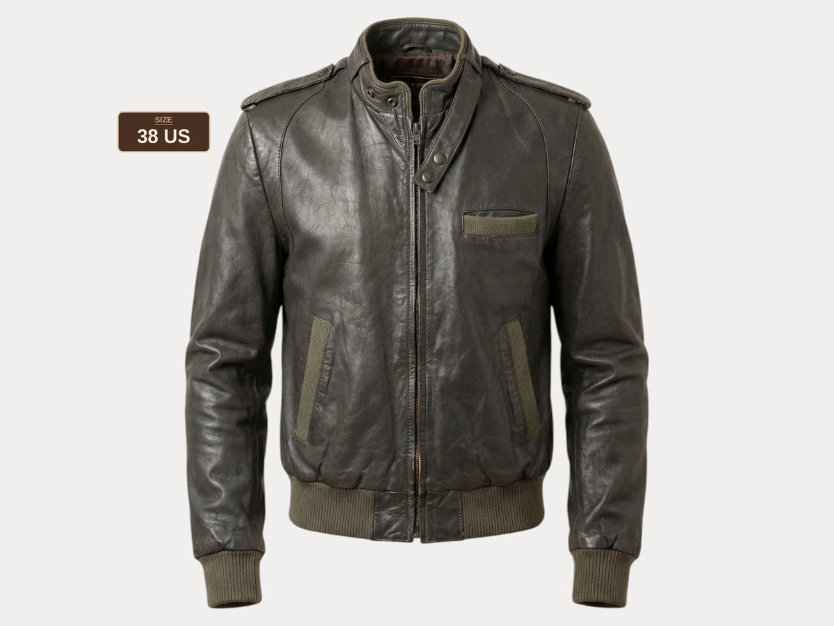 80s Vintage Leather Jacket | Size 38US (48EU) | Retro Fashion Statement